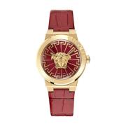 Rode Leren Medusa Infinite Horloge Versace , Yellow , Dames