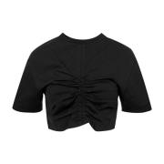 Zwarte Katoenen Crew Neck T-shirt Semicouture , Black , Dames