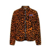 Leopard Print Fleece Jacket Just DON , Multicolor , Heren