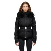 Monogram Nylon Puffer Jas Zwart Misbhv , Black , Dames