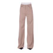 Beige Broek met Logo Achterzak Dondup , Beige , Dames