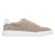 Beige Velours Sneakers voor Mannen Estro , Beige , Heren