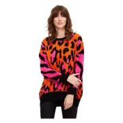 Stijlvolle Oranje Oversized Jumper Cesare Gaspari , Orange , Dames