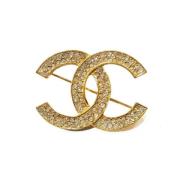 Pre-owned Metal brooches Chanel Vintage , Yellow , Dames