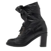 Pre-owned Leather boots Chanel Vintage , Black , Dames