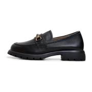 Zwarte Leren Platform Loafers Cesare Gaspari , Black , Dames