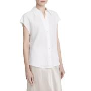 Linnen Button-Front Shirt Vince , White , Dames