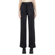 Moderne Pinstripe Wollen Broek Capasa Milano , Black , Dames