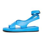 Blauwe Leren Plateau Sandalen Cesare Gaspari , Blue , Dames