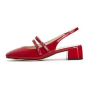 Rode Slingback Blokhak Pumps Cesare Gaspari , Red , Dames