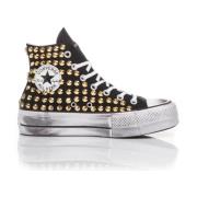 Handgemaakte Zwarte Gouden Sneakers Converse , Multicolor , Dames