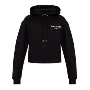 Korte sweatshirt met logo Balmain , Black , Dames