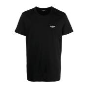 Flock T-shirt Zwart/Wit Balmain , Black , Heren