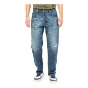 Blauwe Denim Relaxed Fit Jeans met Schuurplekken Armani Exchange , Blu...