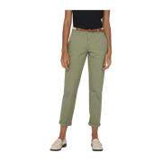 Katoenen Chino Broek met Witte Riem Only , Green , Dames