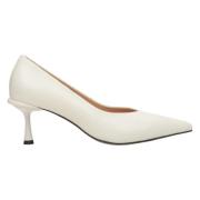 Dames Melkachtig-Beige Echt Leren Pumps met Puntige Neus Er00115098 Es...