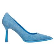 Dames Blauwe Denim Pumps met een Stabiele Hak Er00114627 Estro , Blue ...