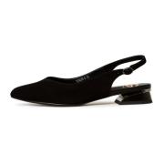 Zwarte Suède Slingback Ballerina Cesare Gaspari , Black , Dames