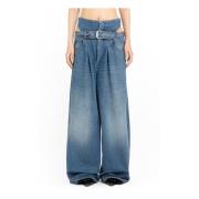 Hoge taille wijde pijp cut-out jeans Ssheena , Blue , Dames