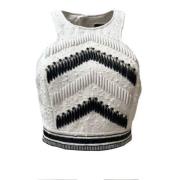 Ivoor Tweed Crop Top met Bicolor Borduurwerk Elisabetta Franchi , Mult...