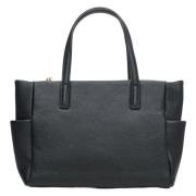 Luxe Zwarte Leren Shopper Tas Estro , Black , Dames