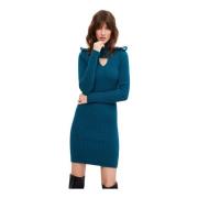 Elegante Gebreide Jurk - Teal Cesare Gaspari , Blue , Dames