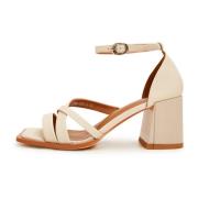 Blokhak Sandalen - Beige Cesare Gaspari , Beige , Dames