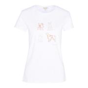 Grafische Print Ronde Hals T-Shirt Barbour , White , Dames