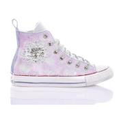 Handgemaakte Zilver Roze Sneakers Converse , Multicolor , Dames