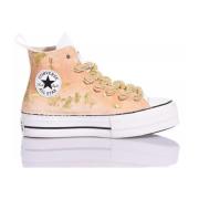 Handgemaakte Goud Roze Sneakers Converse , Pink , Dames