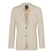 Slim Fit Beige Seersucker Jas Hugo Boss , Beige , Heren