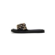 Luxe Leren Ketting Sandalen Cesare Gaspari , Black , Dames