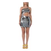 Lurex Jersey Mini Jurk Moschino , Gray , Dames