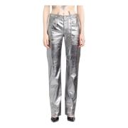 Vernietigde spiegel leren broek Runway Style The Attico , Gray , Dames