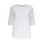 Katoenen T-shirt 3/4 Mouw Regular Fit Le Tricot Perugia , White , Dame...