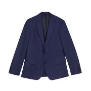 Navy Linnen en Virgin Wool Blend Blazer Brooks Brothers , Blue , Heren