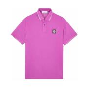 Pique Polo Shirt Logo Korte Mouw Stone Island , Purple , Heren