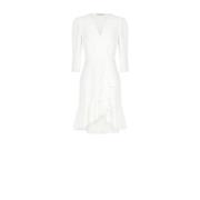 Korte jurk in vloeiende stof met ruches Rinascimento , White , Dames
