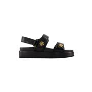 Leather sandals Tory Burch , Black , Dames