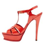 Pre-owned Leather sandals Yves Saint Laurent Vintage , Red , Dames