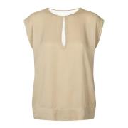 Elegante Rosalyn Blouse met Kant Detail Rabens Saloner , Beige , Dames