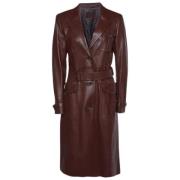 Pre-owned Leather outerwear Prada Vintage , Brown , Dames