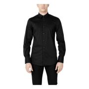 Zwarte Slim Fit Overhemd Lange Mouwen Antony Morato , Black , Heren