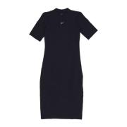 Zwart/Wit Essential Midi Jurk Streetwear Nike , Black , Dames