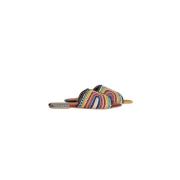 Multicolor Raffia Slipper met Brede Band Toral , Multicolor , Dames