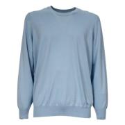 Katoenen Crewneck Sweater Brunello Cucinelli , Blue , Heren