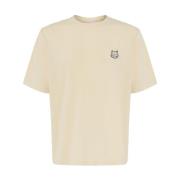 Bold Fox Head Beige Katoenen T-Shirt Maison Kitsuné , Beige , Heren