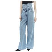 Hoge Taille Knoop Tailleband Jeans Rokh , Blue , Dames