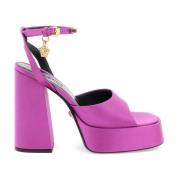 Zijden satijnen sandalen voor vrouwen Versace , Purple , Dames