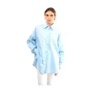 Blauw Overhemd met Puntkraag Roberto Collina , Blue , Dames